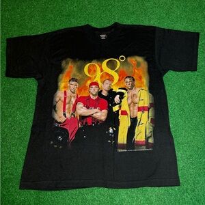 Vintage 90s INSANE 98 Degrees 1998 Heat It Up Tour Mens Large Boy Band T Shirt